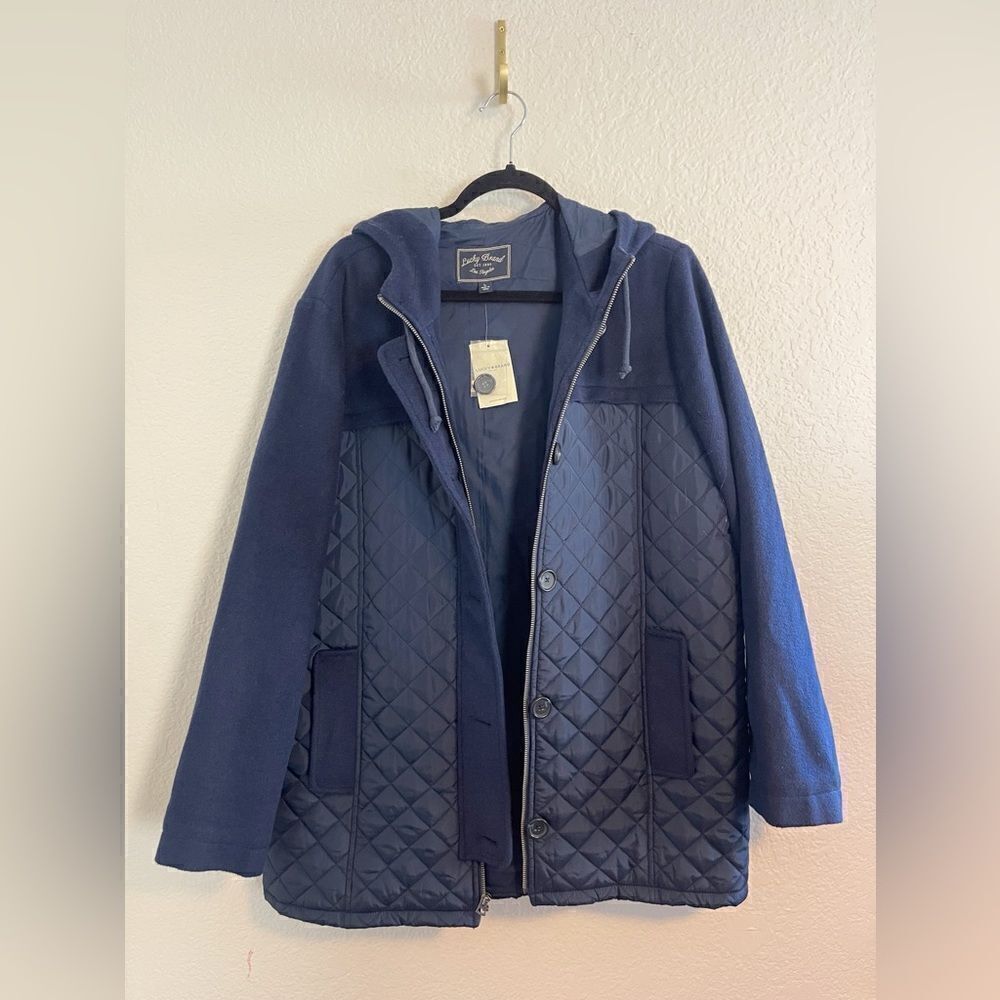 Lucky Brand Navy Quilted puffer Barn Jacket. Large NWT - Picture 3 of 7